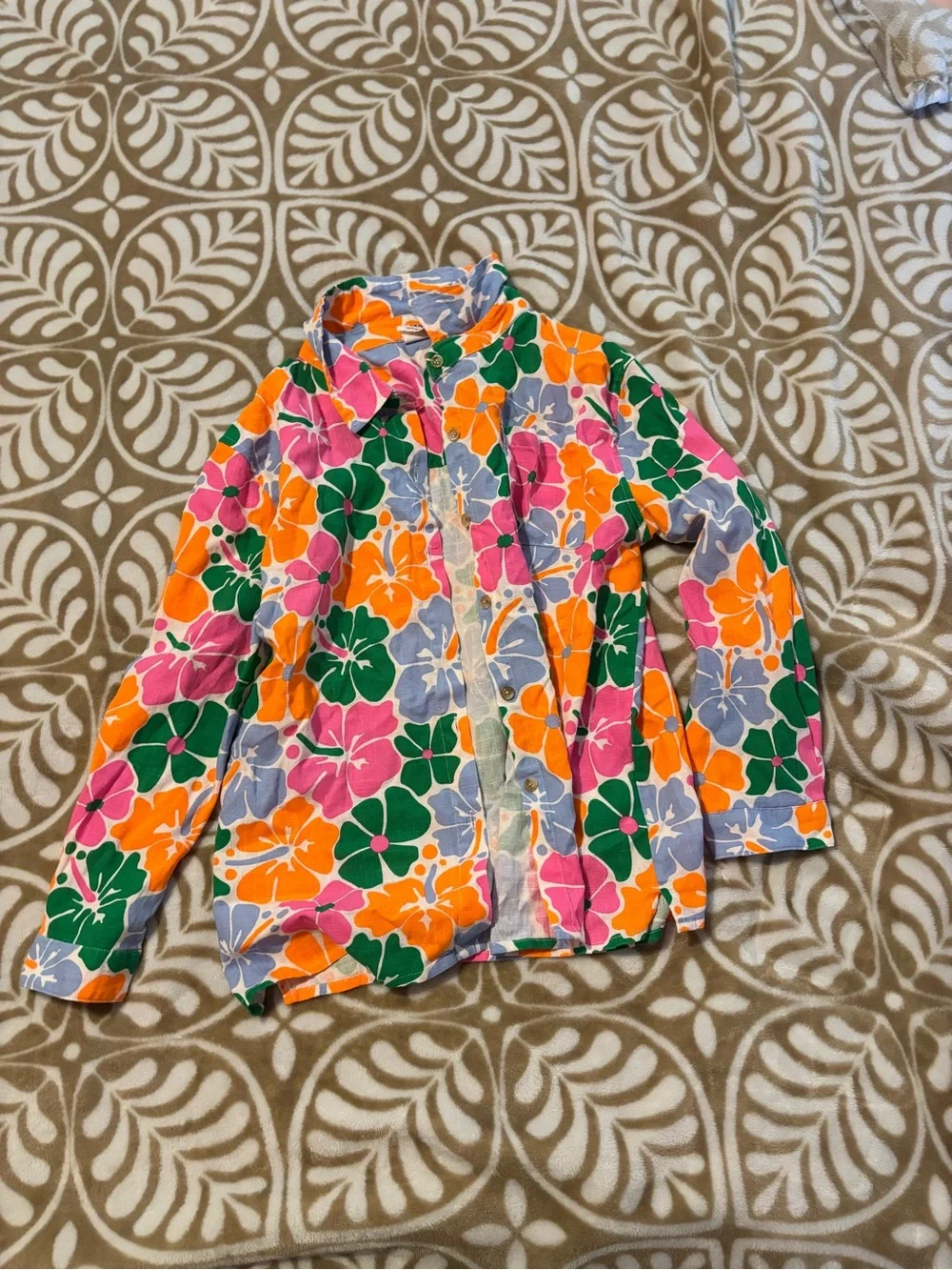 Kids Floral Swim Coverup Shirt - Bright Multi-Color